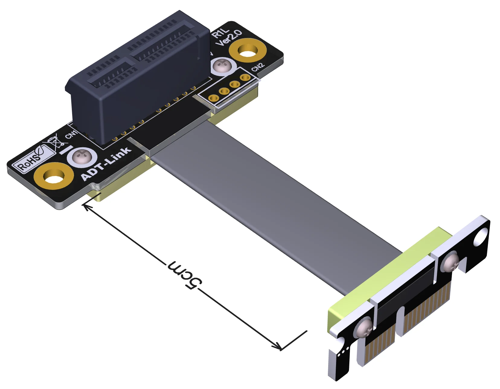 Extension cable double right angle 90 degree anti-interference without power supply PCI-E3.0x1 wireless network card