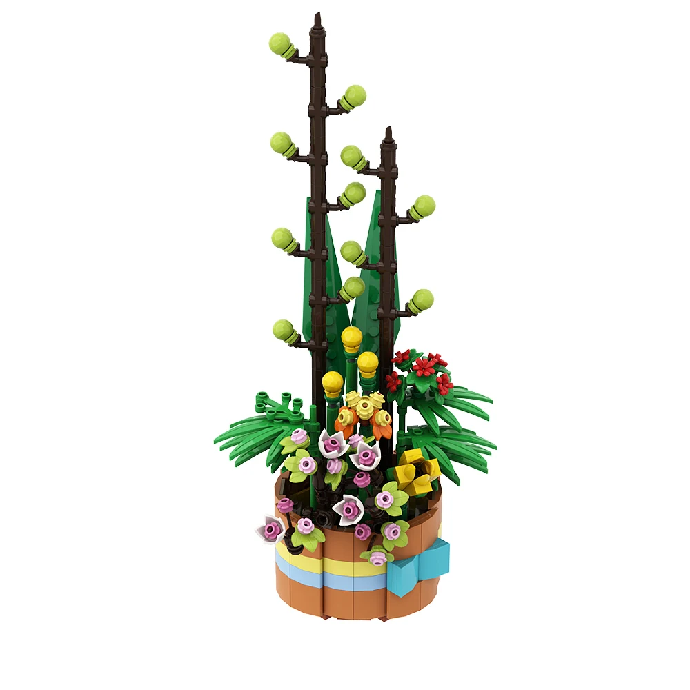 MOC – décoration romantique, poterie de fleurs botaniques, modèle blocs de construction, salon, maison, briques à monter soi-même, jouets, cadeau