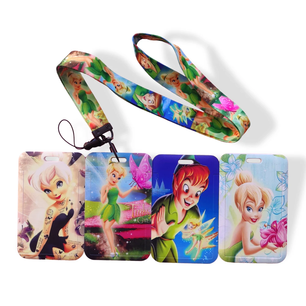 Disney Tinker Bell Girls Card Holder Business Badge Card Case Frame ABS Employee Case  Student Lanyard Name Card Holder