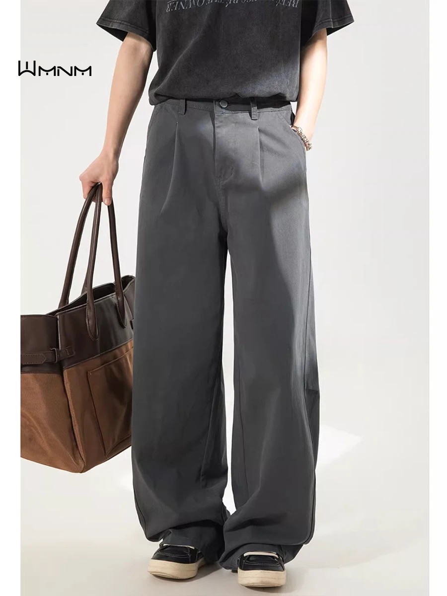 

Folded Pure Cotton Men's Work Trousers Loose Wide Leg Pants Retro American Casual Long Trousers Spring Autumn New Arrival