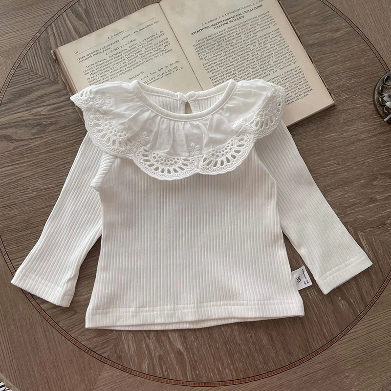 

Autumn Spring 0-24M Children Clothes Baby Long Sleeved Cotton Solid Color Splicing Pullover Tops Toddler Baby Girl T-shirt