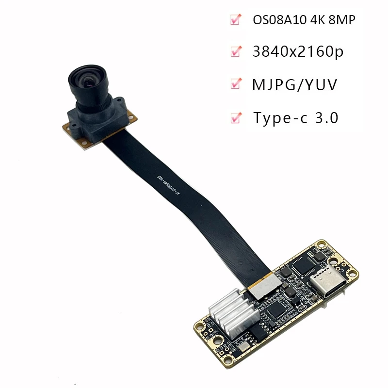 

4K 8MP HD OS08A10 USB3.0 Camera Module Type-C FF MJPEG, YUV for Facial recognition industrial equipment