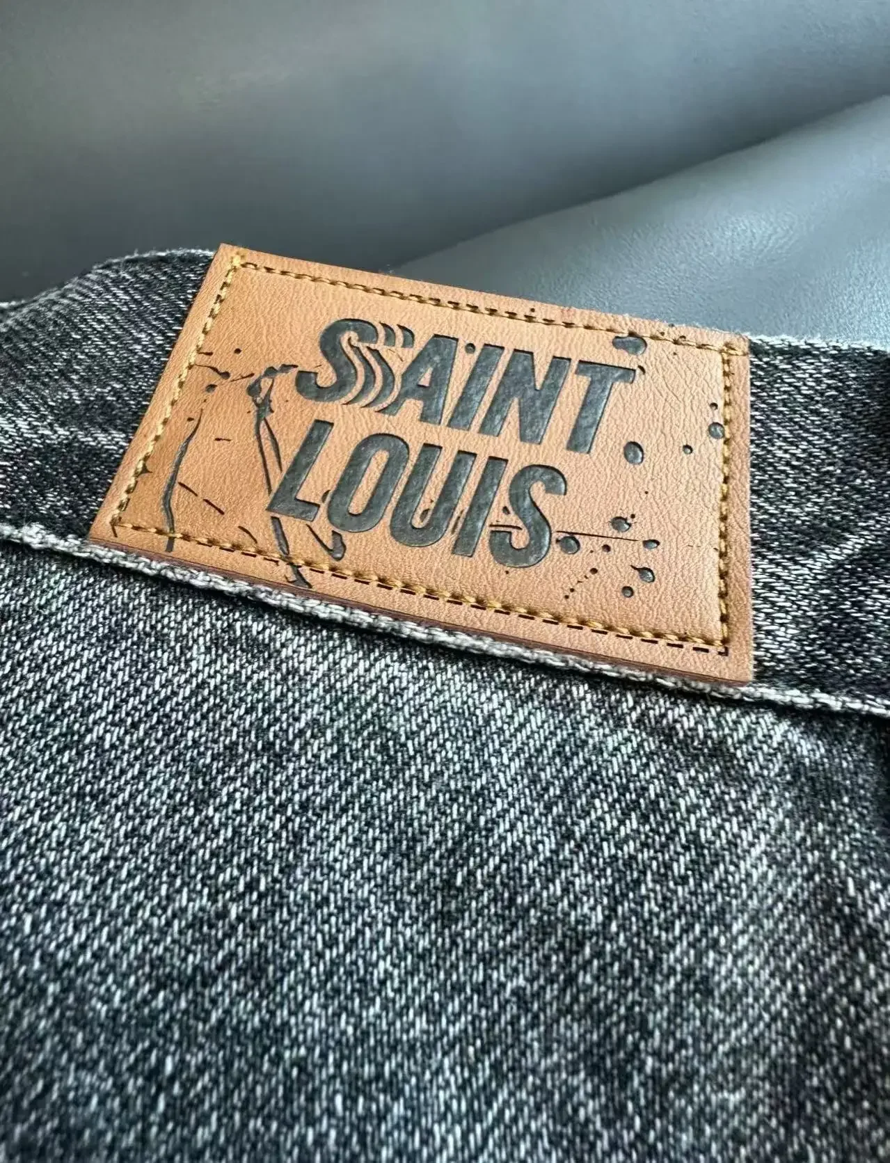 Jeans SSSAINT LOUIS de alta qualidade lavados e desgastados homens mulheres estilo graffiti vintage solto respingos jeans