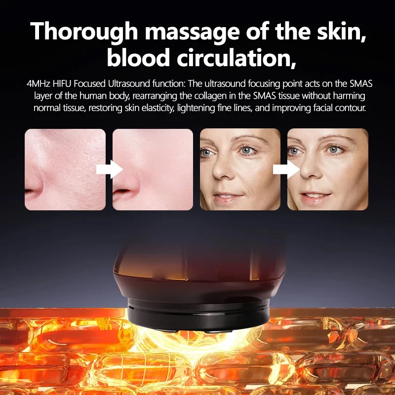 4 IN 1 Mini HIFU Machine 3nd Generation EMS Pulse Warm Up Facial Massager for Faces and Body Ultrasound Beauty Device
