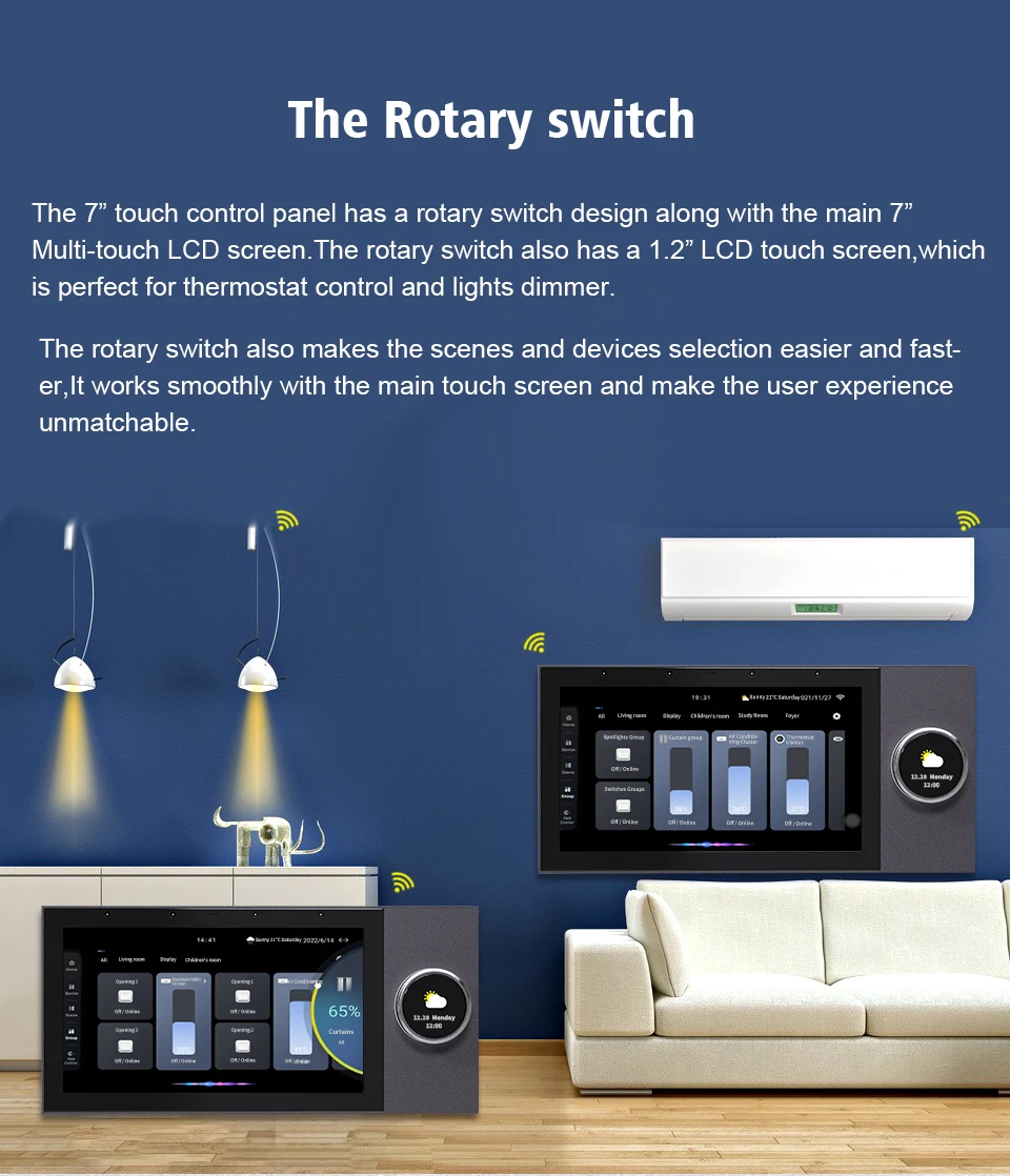 Wifi Smart Home Control Panel Integrated ZigBee Gateway Bluetooth Tuya  Smart Switch Air-conditioning Curtains