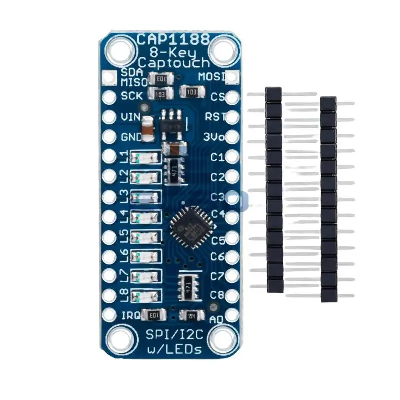 1~3PCS 3V-5V CAP1188 8 Key Capacitive Touch Sensor Module SPI I2C Captouch LED 8 Button / Key Interfaces 3V-5V for Arduino