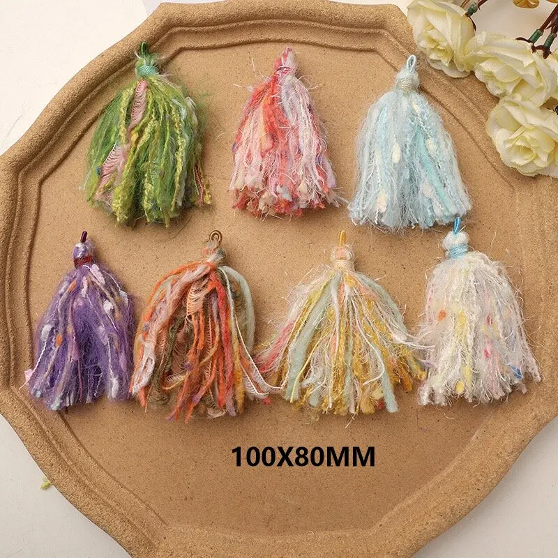 

Colorful Cotton Thread Tassel for DIY Earrings Accessories 4pcs Vintage Wholesale Cord Tassel Pendant Ornament Bulk Supplier