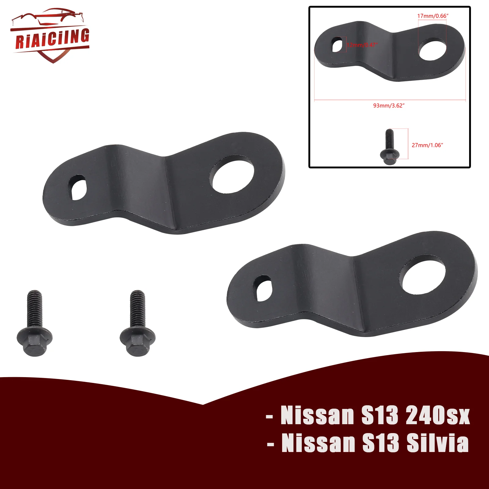 Aluminum-Crafted Radiator Brackets for S13 240sx Silvia * Black, Engine Cooling System Components