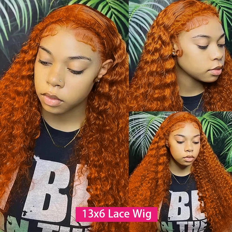 زنجبيل برتقال # 350 13X6 الدانتيل الباروكات الأمامية المياه موجة عميقة 100% ريمي الشعر البشري 13x4 الدانتيل شعر مستعار أمامي 32 بوصة قبل نتف للنساء