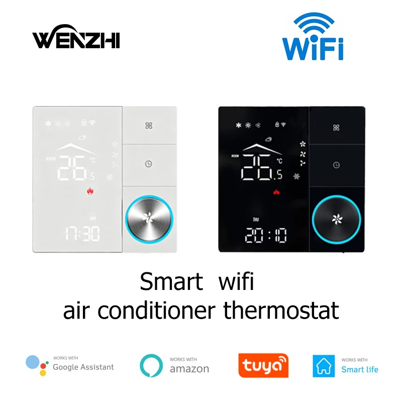 Wifi Tuya Knob Digital Temperature Controller 3 Speed/10V DC Fan Central Air Conditioning Tuya Smart Life App Home Automation