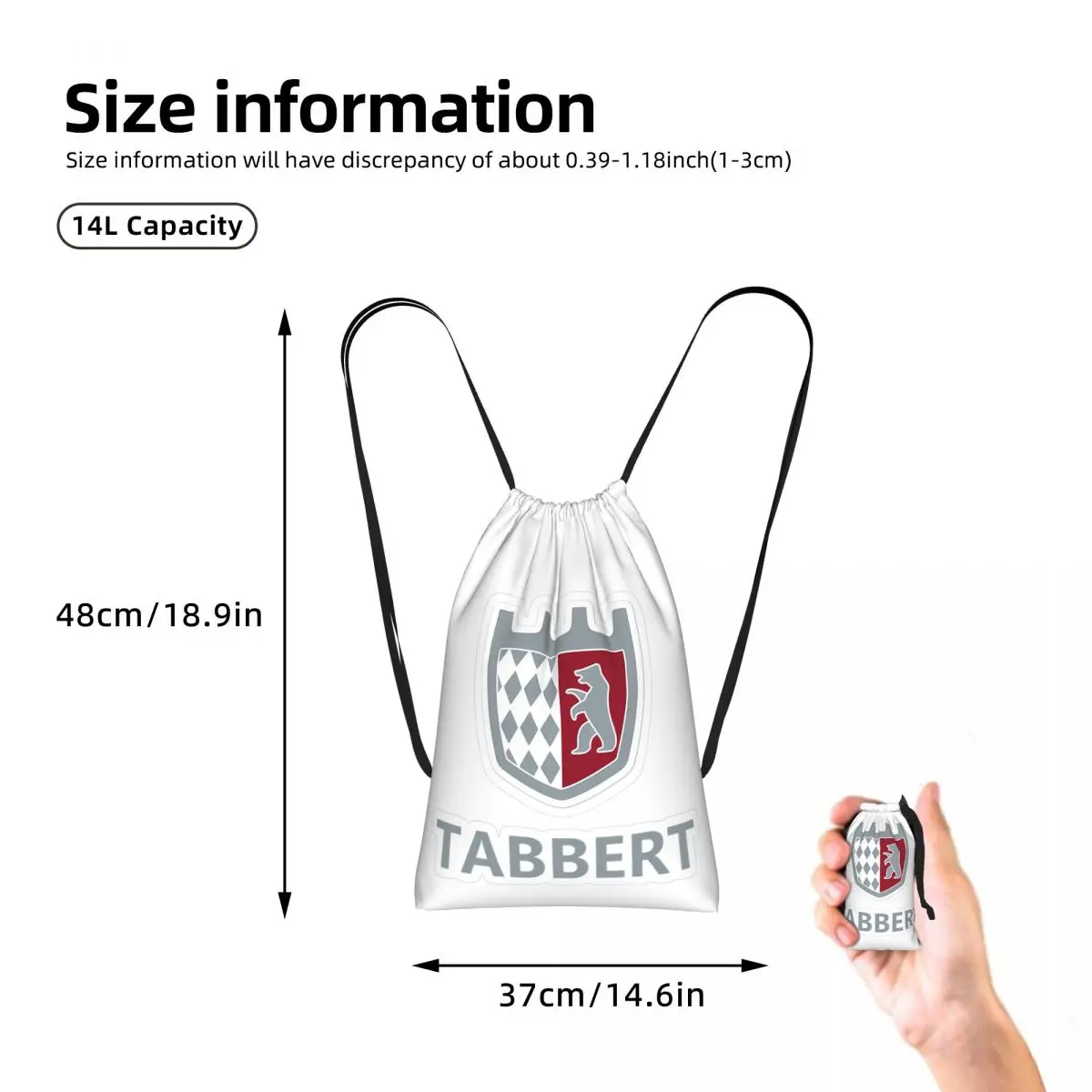 Tabbert Logo Drawstring Backpack Sports Gym Bag Lightweight Foldable Storage Drawstring Bag for Men Women