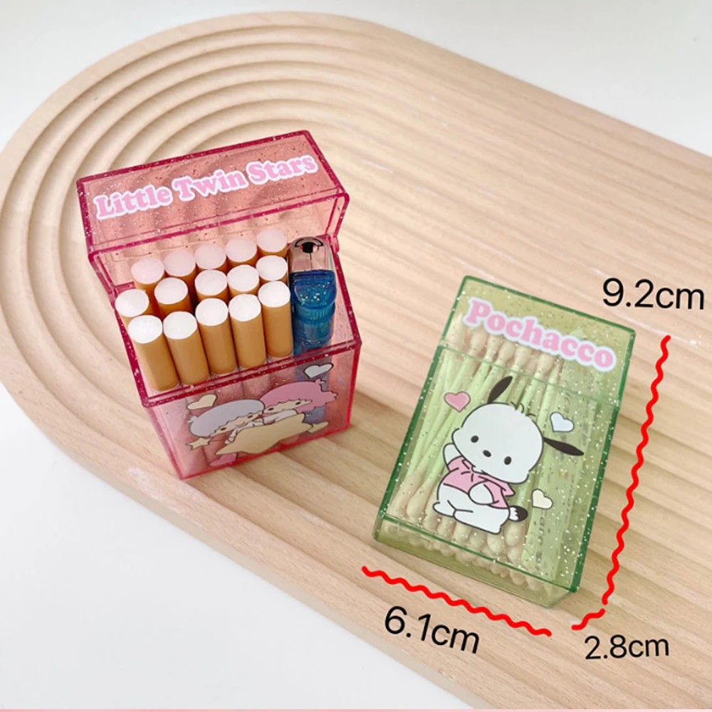 Cute Cartoon Smokebox Sliding Cover Transparent Plastic Cigarette Box Smoking Accessories Compression Resistance