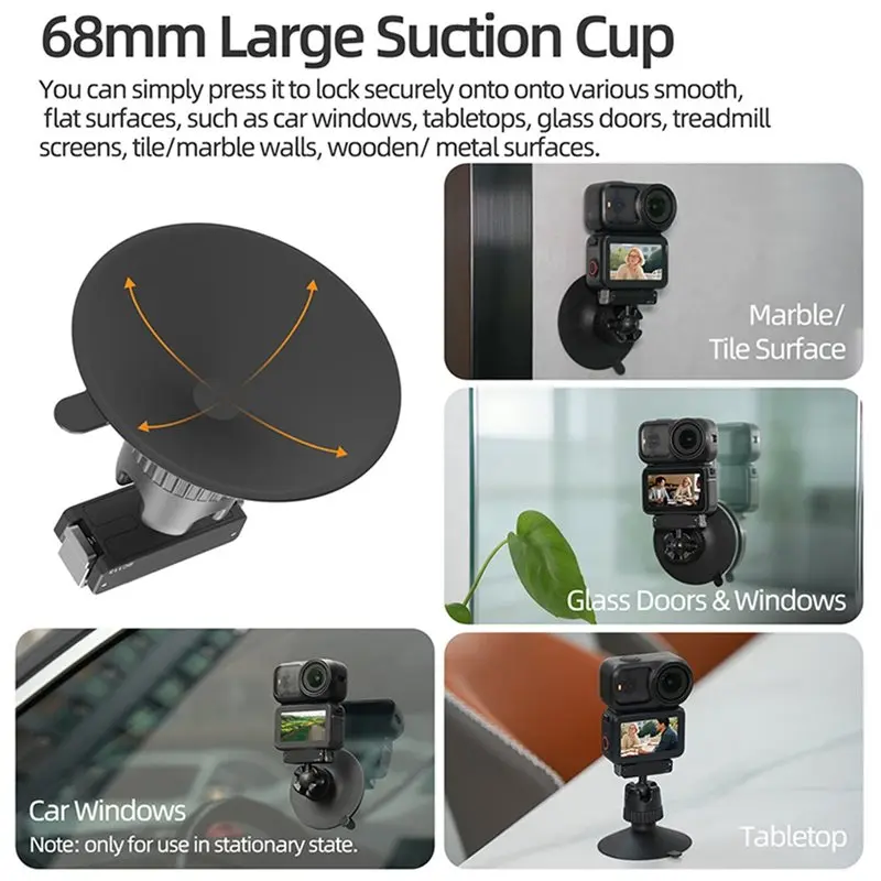 A25P For DJI Osmo Nano/ACTION 6 Action Camera Compatible Bidirectional Magnetic Quick Release Ball Head Suction Cup Mount Access