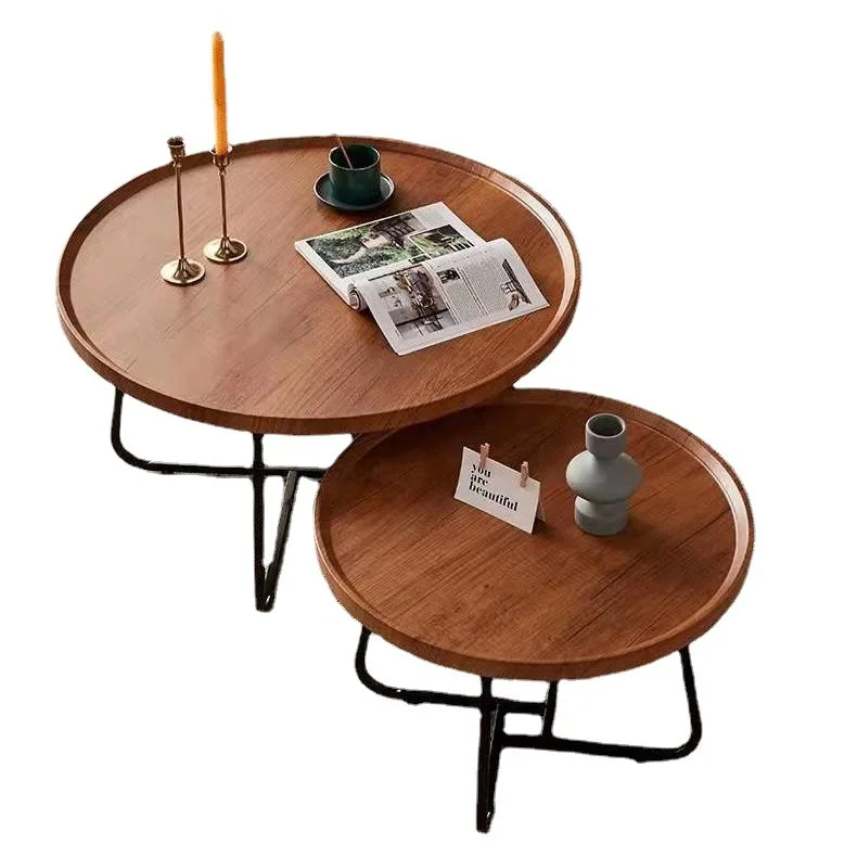 

Light luxury living room coffee table small apartment round combination balcony bay window casual table