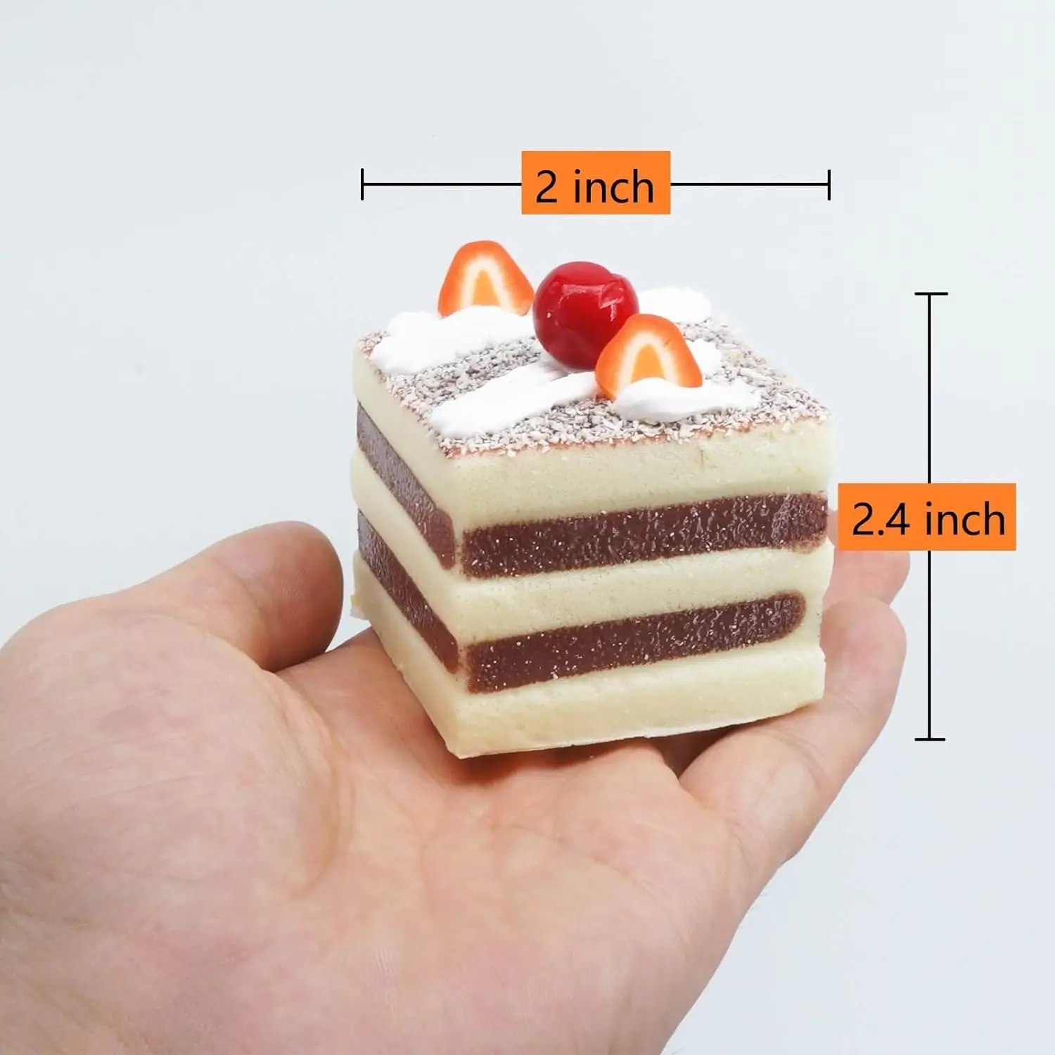 [6-Pack] Artificial Cube Cupcake Dessert Decor and Faux Pastries Food Replica for Kitchen and Bakery Display (Multicolor)