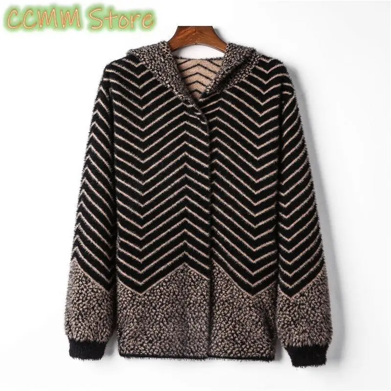 

New Women's Clothing In Autumn Winter Coat Mink Velvet Middle-aged Elderly Female Short Jacket Loose Padded Hooded Overcoat