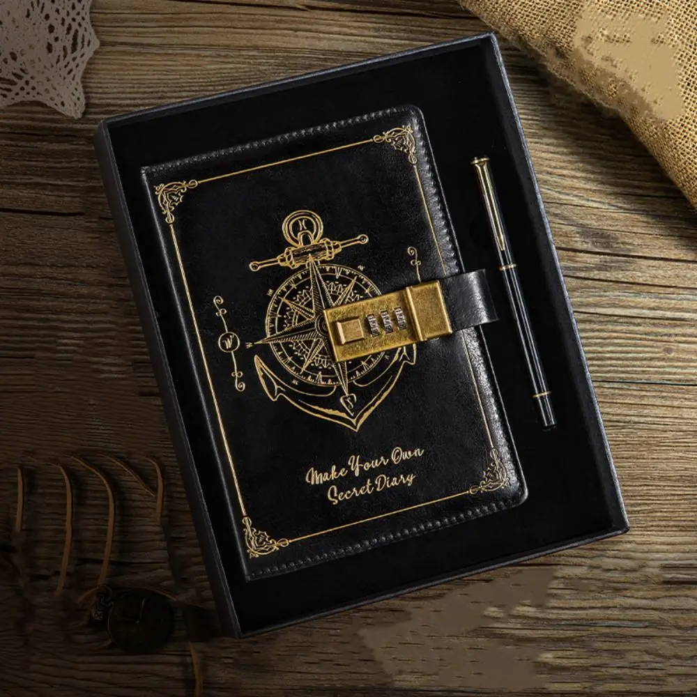 Stationery Password Notebook Protecting Secrets Diary Book A5 Notebook with Lock Stain Resistant Retro Travelers Journal Student