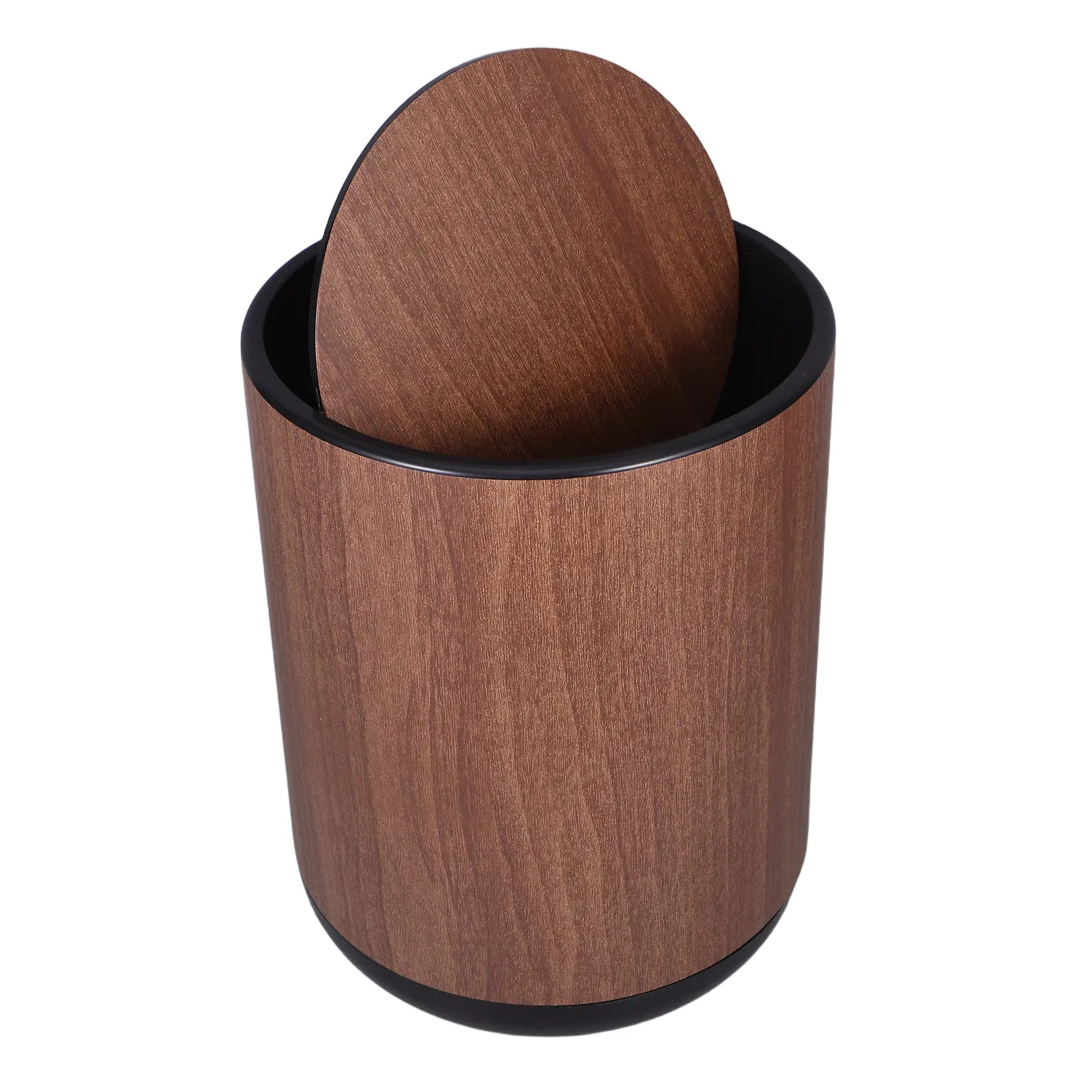 

Мусорное ведро с откидной крышкой под дерево, двухслойный пластиковый контейнер для мусора, для ванной, спальни, дома, офиса, декоративное мусорное ведро для ванной комнаты