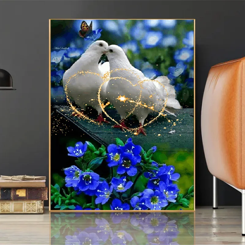 animals DIY 5D Diamond Painting Kits  Full Drill couple pigeons Diamond Mosaic hand inlaid Rhinestone Embroidery Home Decor