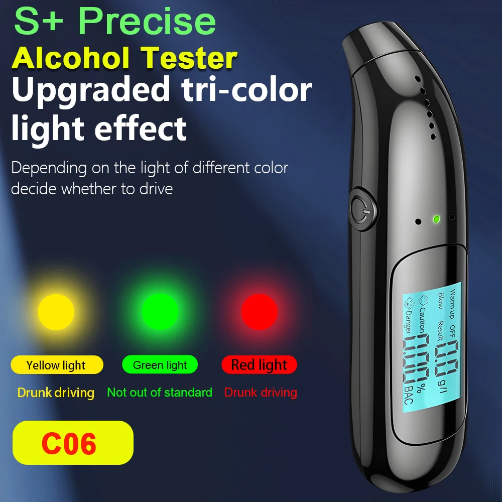 Non-Contact Breath Alcohol Detector Breathalyzer Rechargeable Portable LCD Digital Alcohol Diagnostic Tool Prevent Drunk Driving