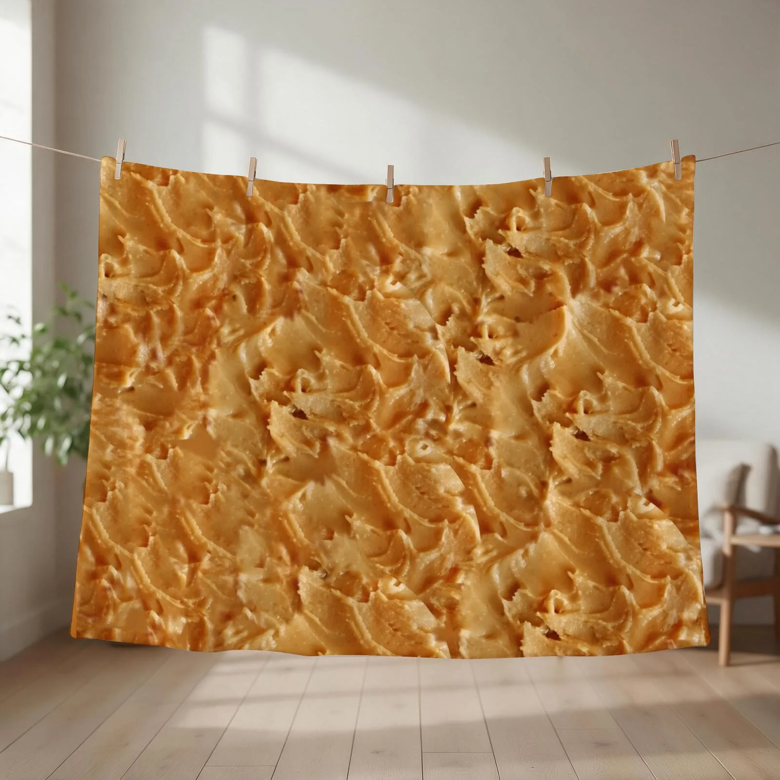 Smeared peanut butter, greedy peanutbutter! Peanut Butter pattern cute Throw Blanket