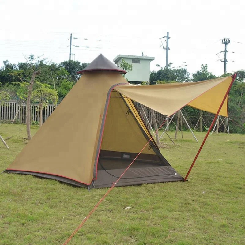 Camping Double Layer 4 Person 4 Season Wholesale Outdoor Pyramid Tipi A Frame Teepee Tent Adults