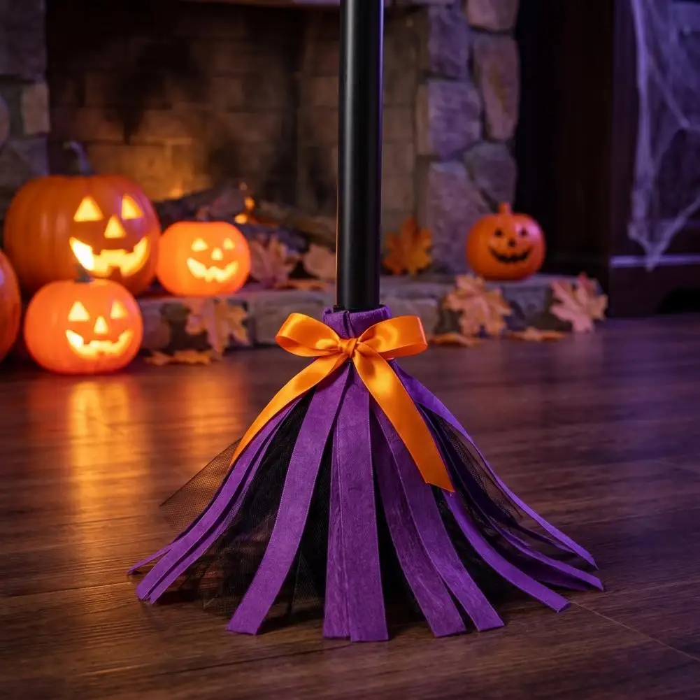 Fantasy Costume Party Supplies Halloween Witch Broomstick with Sound Activation Witch Broom Cosplay Prop Plastic for Costume