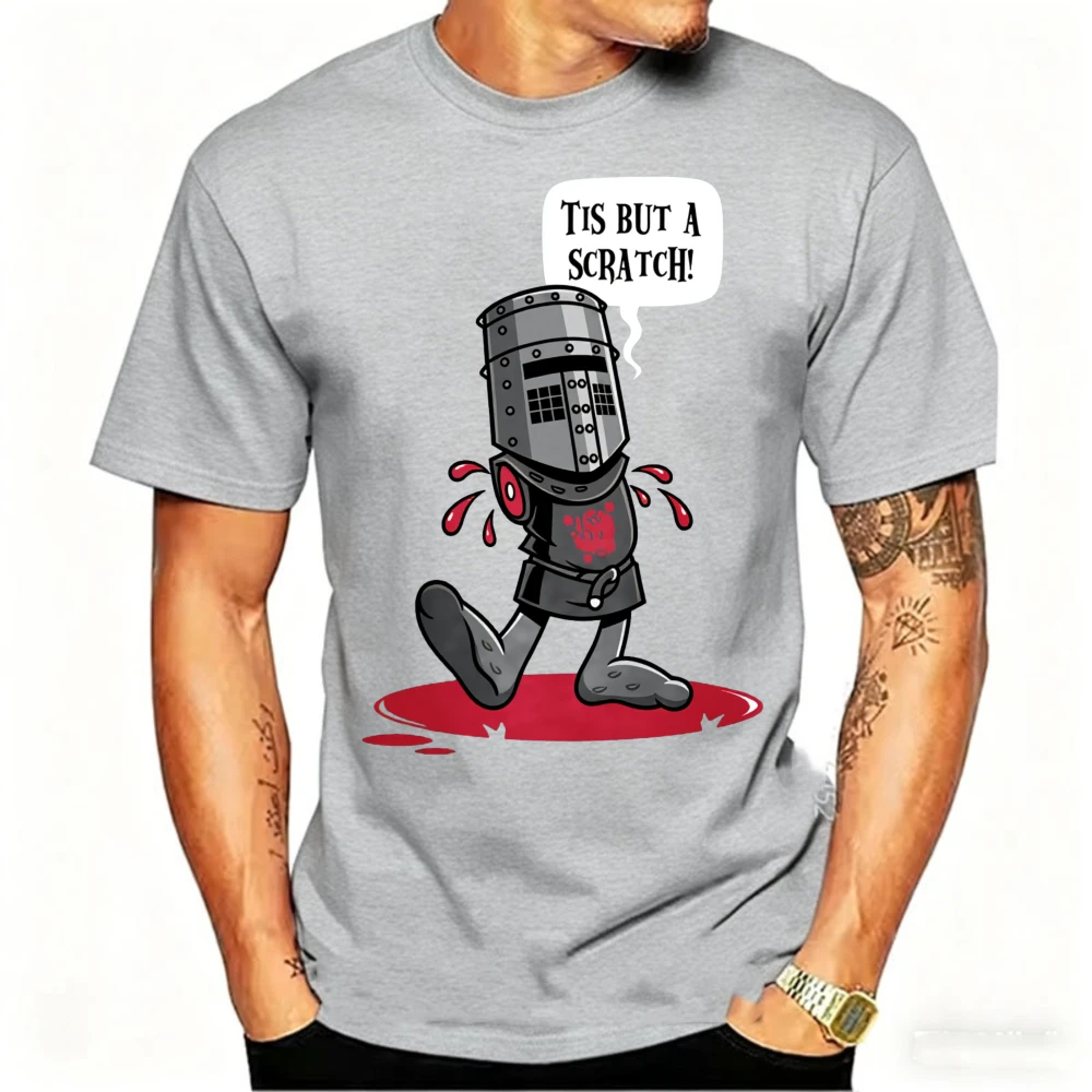 Monty Python Black Knight T-Shirt Men 'Tis But A Scratch Funny Graphic Tee Casual Cotton Short Sleeve Top British Comedy Gift