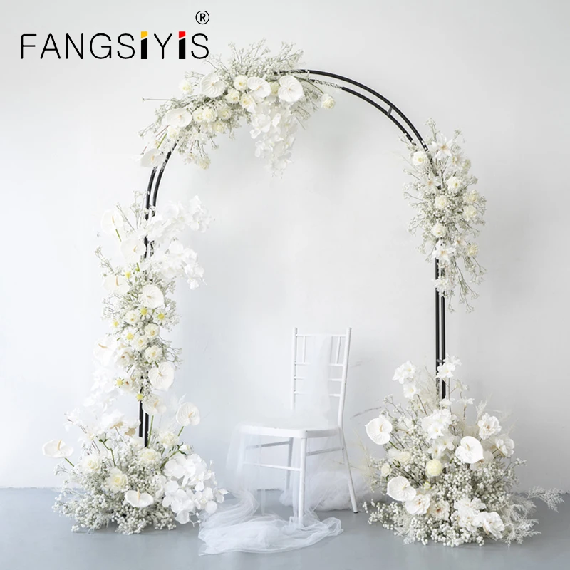 

White Gypsophila Rose Orchid Artificial Flower Row Wedding Arch Decor Hanging Baby Breath Floral Arrangement Party Backdrop Prop