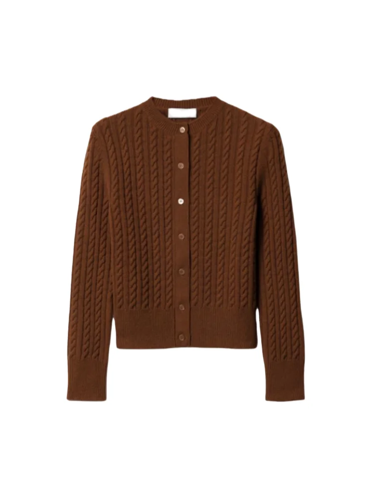 

Spring 2026 Royalty High-End Knitted Cardigan Letter Embroidery Boucle Single Button round Neck Ladies Sweater Casual Style