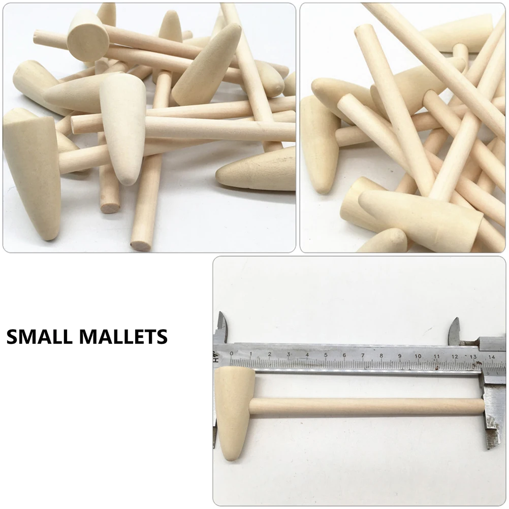 

20 Pcs Hammers Mini Mallets Children Mallets Toy Gavel Small Wood Hammer Creative DIY H made Materials Safe Natural
