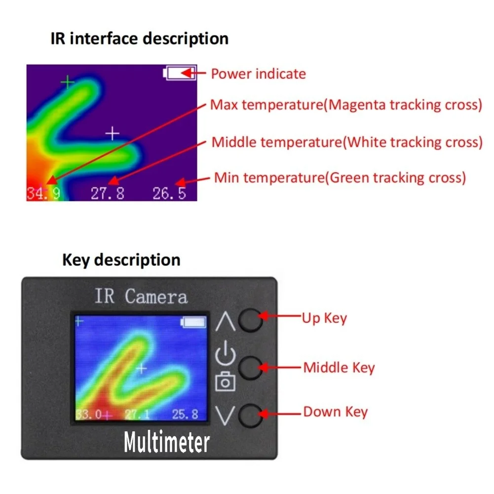 Portable For IR Thermal Imager with Digital Multimeter 32x24 Resolution for Electrical and Temperature Measurement Needs