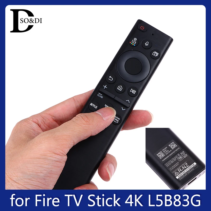 Black For Fire TV Stick 4K L5B83G Replacement Remote Control - Bluetooth Rechargeable Solar Cell