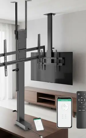 Support déroulant de plafond d'ascenseur de télévision motorisé pour téléviseurs de 43-88 pouces avec télécommande RF WiFi commande vocale Installation au plafond au sol