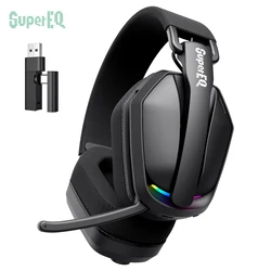 SuperEQ G19BT 2.4G Wireless RGB Gaming Headset with Mic USB /type C Transmitter Over-Ear Headphones for PS5/PS4/PC /phone