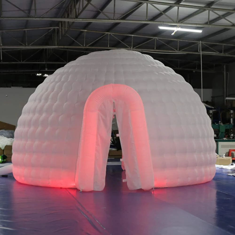 

Outdoor Portable Inflatable Igloo Dome Tent with Led Light and blower 16.5ft Shelter Igloo Marquee for Party Wedding Camping