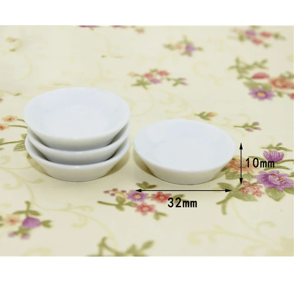 3Pcs 1/12 Dollhouse Miniature Accessories Mini Ceramic Food Plate Simulation Kitchen Fruit Dish for Doll House Decoration bjd