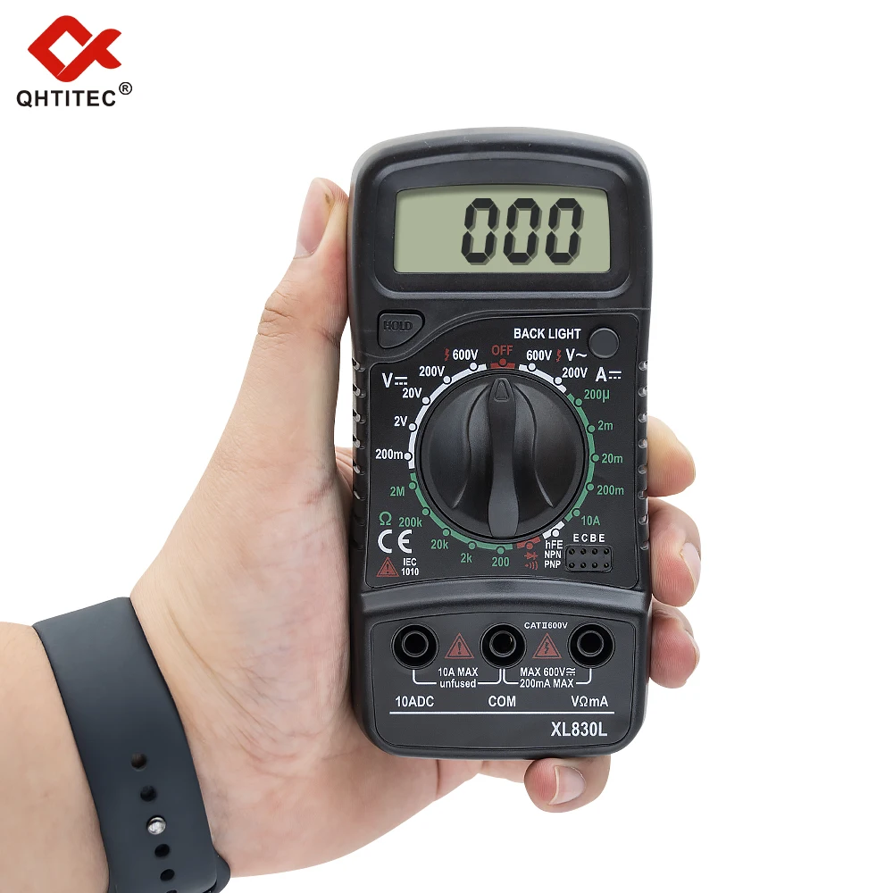 QHTITEC Digital Multimeter AC/DC Votage Current True RMS Automatic Tester 1999 Counts Ohm Ammeter Handheld Multimetro