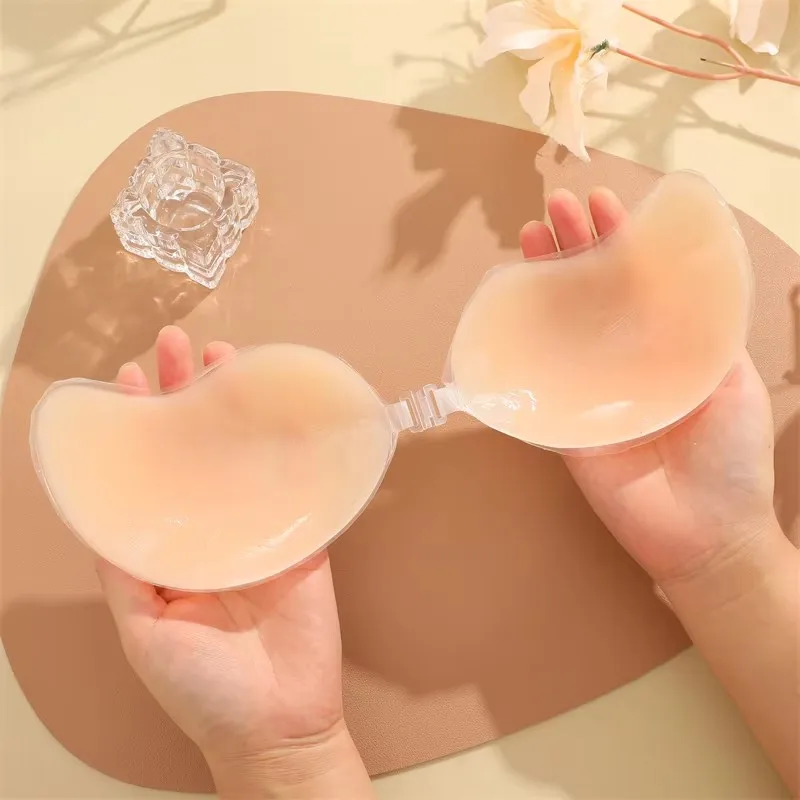 

Reusable Silicone Nipple Covers Women Mango Shaped Self Adhesive Bra Strapless Push-Up Bralette Invisible Breast Petals Lingerie