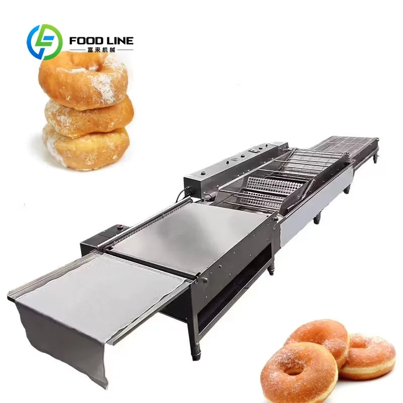 Customized doughnut industrial frying line donut transport fryer precise for food processing enterprise mass production