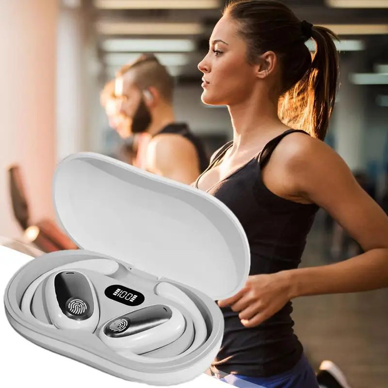 تشغيل سماعات الأذن سماعات لاسلكية مع خطافات الأذن إلغاء الضوضاء تشغيل سماعات مقاومة للماء سماعات أذن رياضية للتمرين G