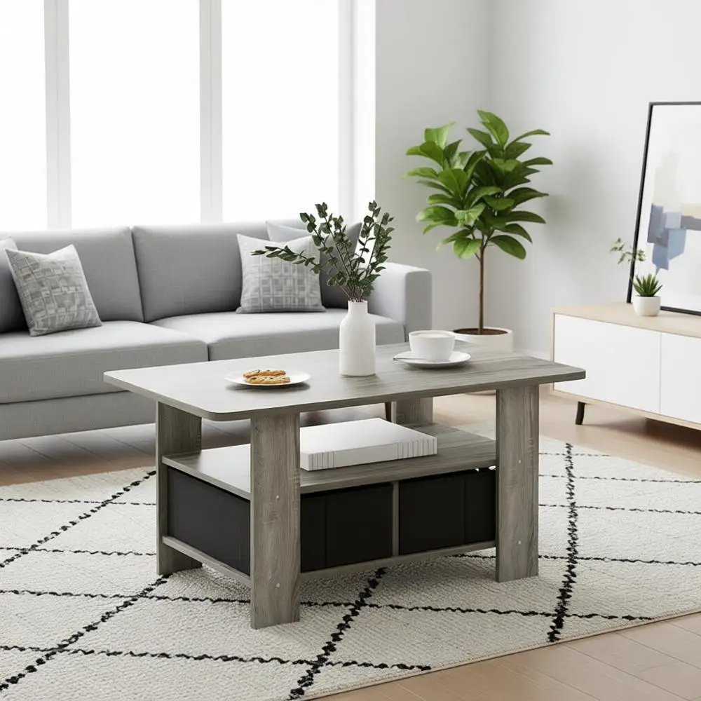 

Table with Bin Der, French Oak Grey/Black