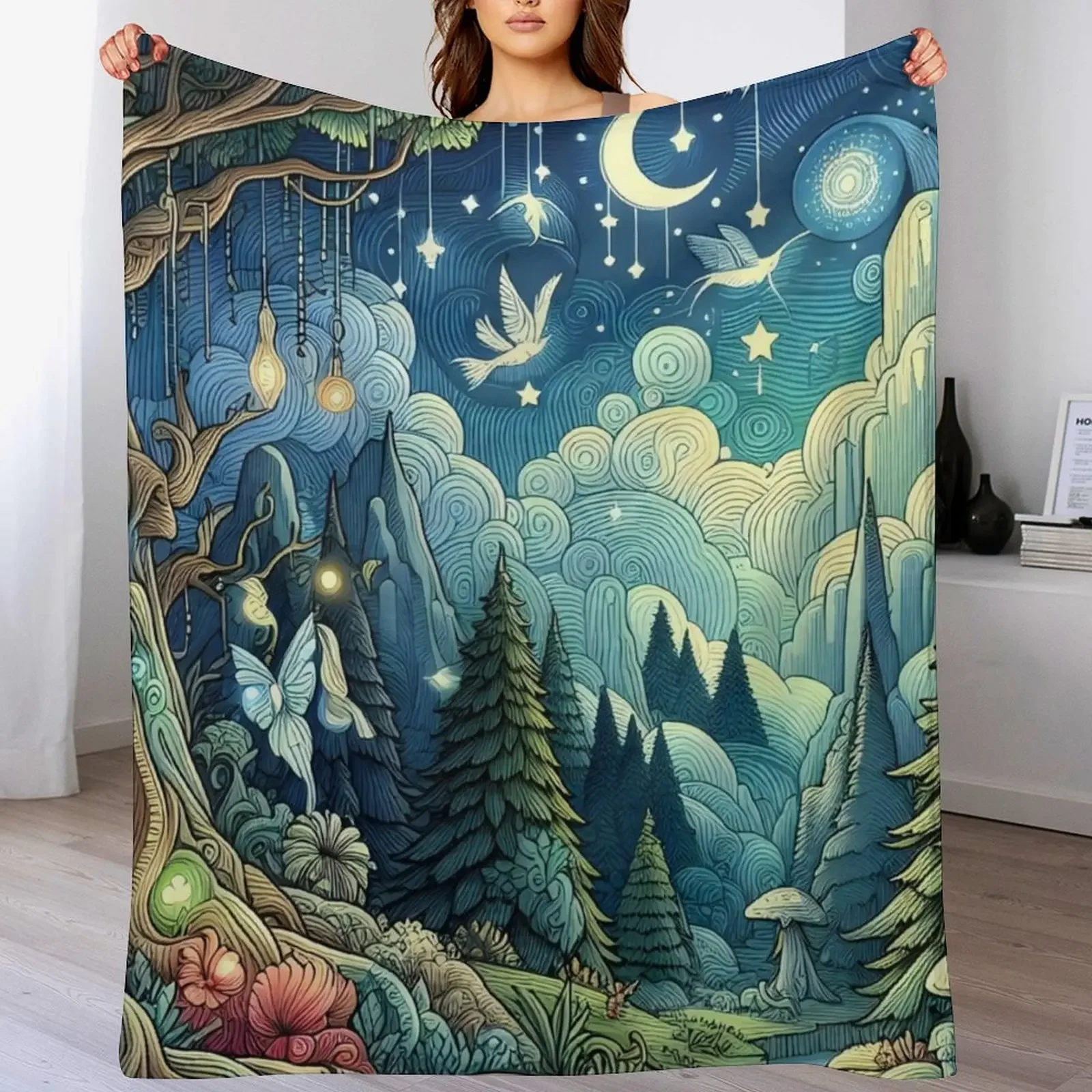 

Twilight Fantasy Forest Throw Blanket Polar Flannel for winter Blankets For Sofas Blankets