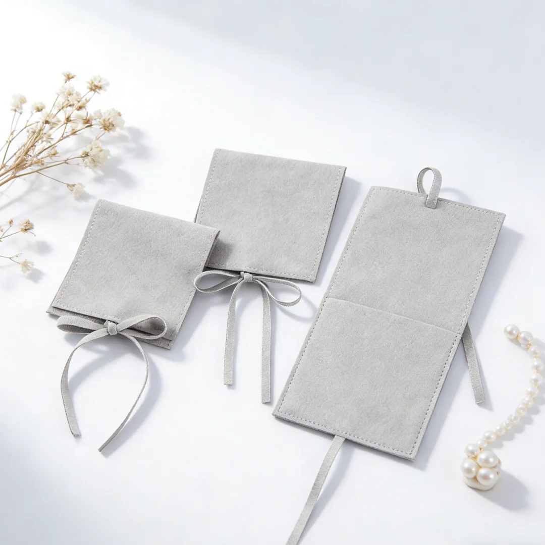 

10Pcs Grey Microfiber Velvet Jewelry Gift Bags Pouches Travel Cufflink Watch Chain Men Jewelry Storage Packaging