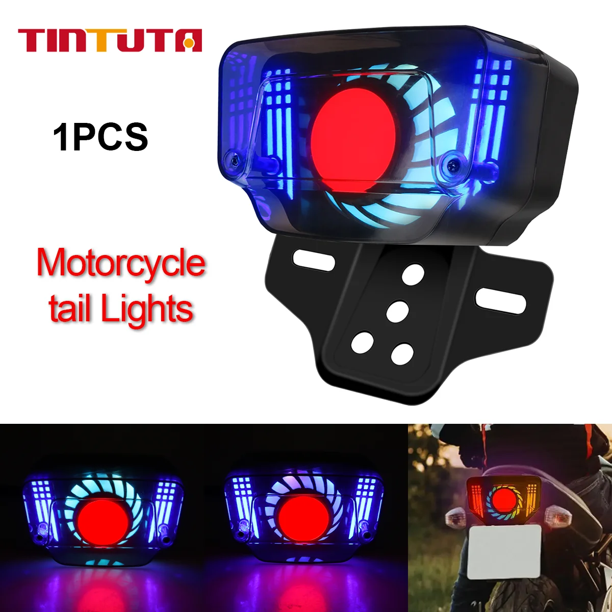 

1PCS Motorcycle Warning Lamp Angel Eye Tail Brake Rear Lights LED Motorbike Brake Lamp With Dynamic Flash Signal Light Universal