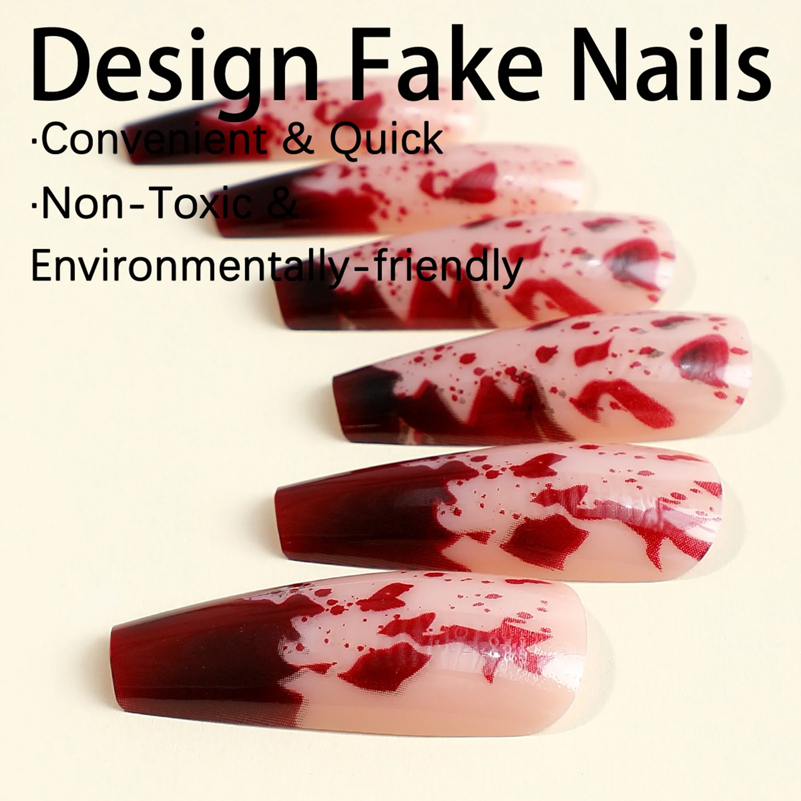 24pcs Halloween Blood Drops Gradient False Nails Press On Super Long Ballerina Nails Finished Fingernail Manicure Art Decoration