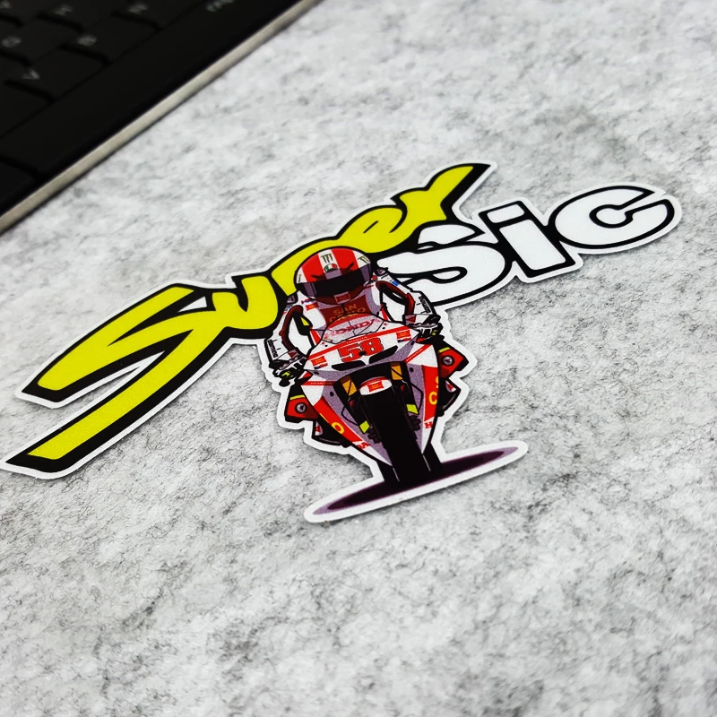 S129 MOTO GP Racer 58 Simoncelli Reflective Motorcycle Stickers Motorcycle Helmet Decals Waterproof Fuel Tank Box Scratch Cover