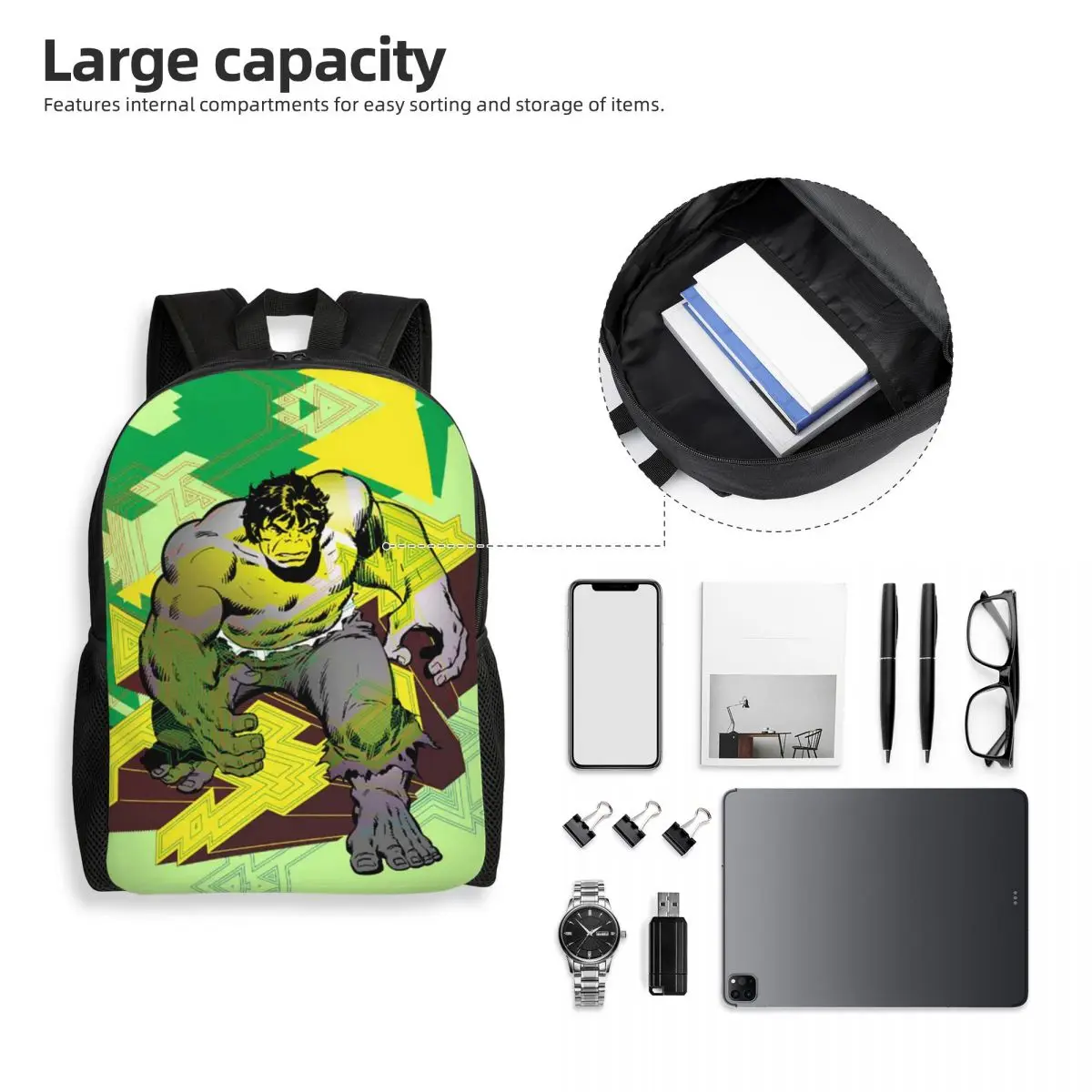 Personalizado Hulk Abstract Travel Mochila Mulheres Homens Escola Laptop Bookbag Estudante Universitário Daypack Bags