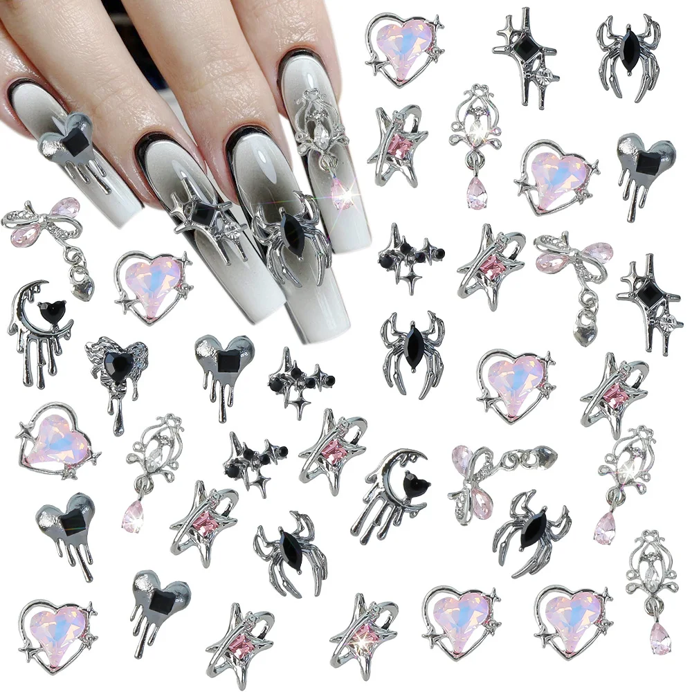 ゴシックパンク 3Dネイルチャーム 20/22pcs ブラックピンク