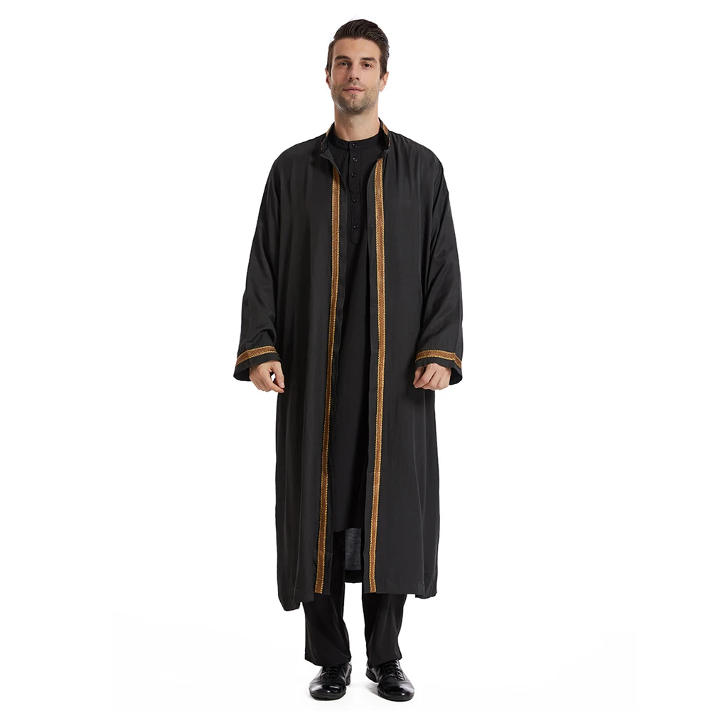 Robe de Ramadan pour Homme, Kaftan, Kimono Ouvert, Manteau, Jubba Arabe Saoudien, Thobe Eid, Vêtements Traditionnels Islamiques, Abaya Musulmane